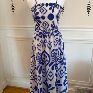 Blue and White Patterned Women's Dress